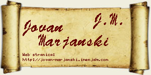 Jovan Marjanski vizit kartica